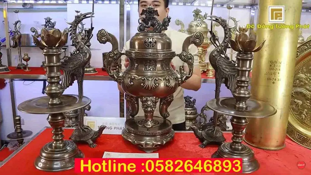Bộ Đỉnh Ngũ Sự Hoa Sòi 60cm bộ đỉnh ngũ sự hoa sòi