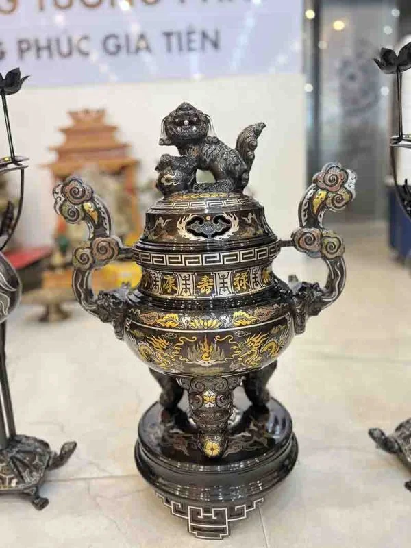 đỉnh đồng khảm ngũ sắc
