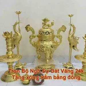 Ngũ Sự Song Long Dát Vàng