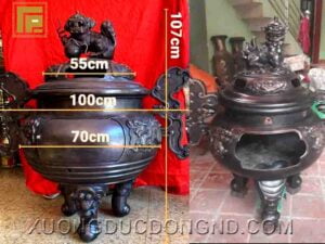Lư hoá vàng bằng đồng màu hun khói