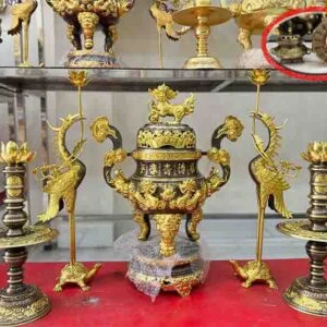 Trọn Bộ Đỉnh Đồng Dát vàng 5 Món Nắp Cuốn Thư