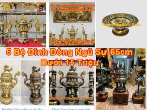 5 Bộ Đỉnh Đồng Ngũ Sự 65cm Dưới 15 Triệu