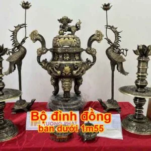 Bộ Đỉnh Đồng 55cm Hun Cổ Cho Không Gian Thờ Dưới 1m55 bọ đỉnh đòng cam 1m55 cho ban thờ 1m55