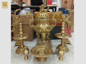 Đỉnh Đồng Cao Cấp Dát Vàng 24K Phong Thủy Cho Bàn Thờ Gia Đình