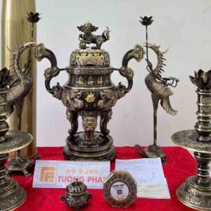 Đỉnh đồng lư đồng 60cm màu hun