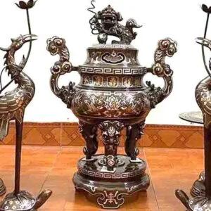 Đỉnh đồng đỏ Khảm Ngũ Sắc 70cm