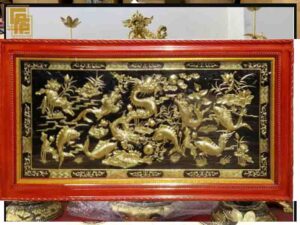 Tranh Đồng Cá Chép Vượt Vũ Môn 1m55 là mẫu Tranh Đồng Treo Phòng Khách Dưới 10 Triệu