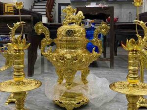 đỉnh đồng Dát Vàng Tứ Linh