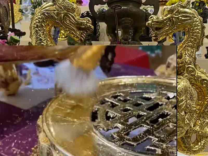 Quy trình dát vàng lên đồ thờ (đặc biệt là đỉnh đồng) Quy Trình Dát Vàng
