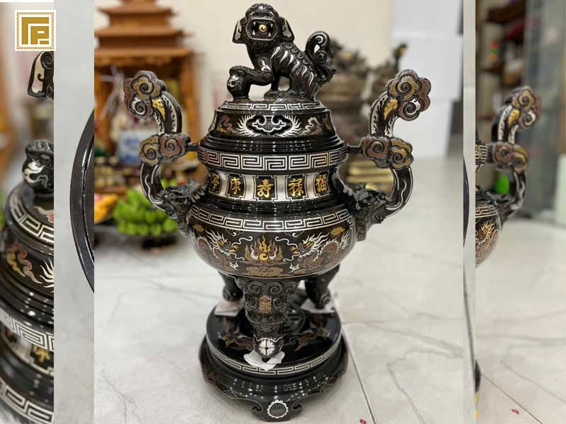 Bộ Đỉnh Đồng Khảm Ngũ Sắc Đẹp đỉnh đồng Khảm