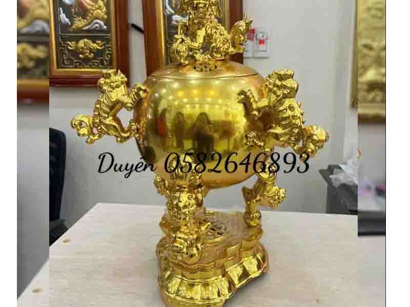 Đỉnh Thất Lân Dát Vàng Cao 61cm Đỉnh Thất Lân Cao 61