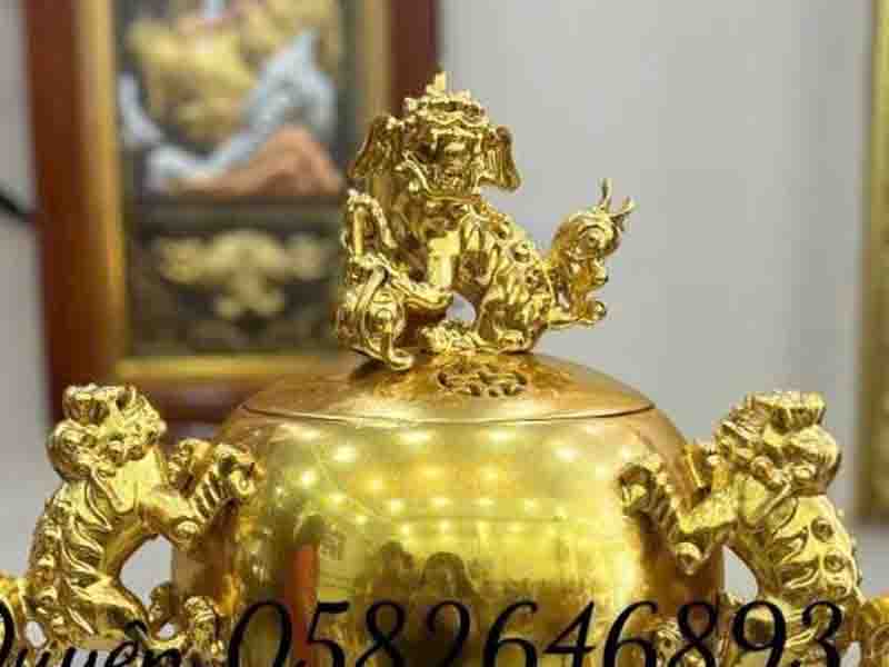 Đỉnh Thất Lân Dát Vàng Cao 61cm đỉnh đồng Thất Lân Dát Vàng
