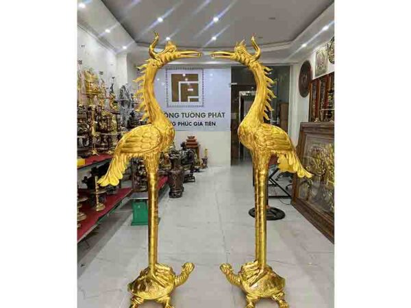 Đôi Hạc Thờ Bằng Đồng Cao 1m97