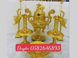 Trọn Bộ Đỉnh Đồng Dát Vàng 65cm 36kg