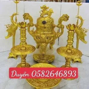 Trọn Bộ Đỉnh Đồng Dát Vàng 65cm 36kg