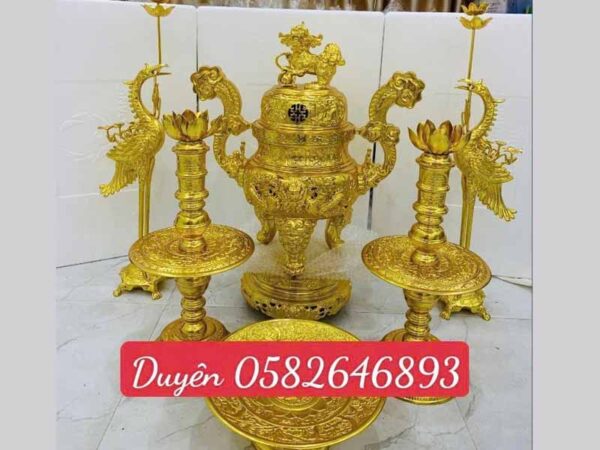 Trọn Bộ Đỉnh Đồng Dát Vàng 65cm 36kg Trọn Bộ Đỉnh Đồng Dát Vàng 65cm 36kg