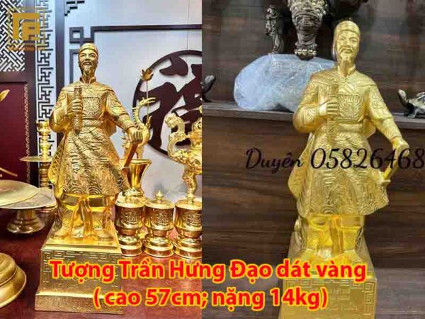 Tượng Trần Hưng Đạo Dát Vàng Cao 57cmnặng 14kg
