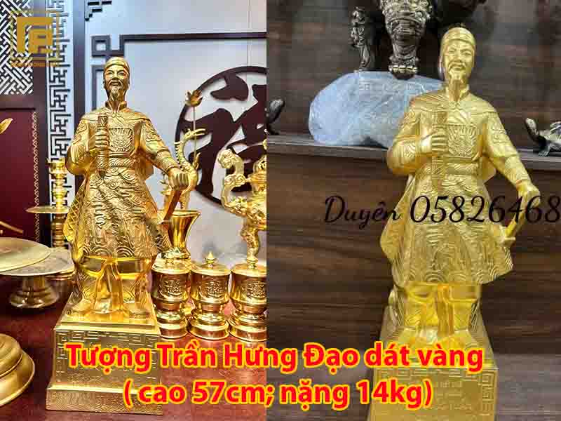 Tượng Trần Hưng Đạo Dát Vàng (cao 57cm, nặng 14kg) Tượng Trần Hưng Đạo Dát Vàng Cao 57cmnặng 14kg
