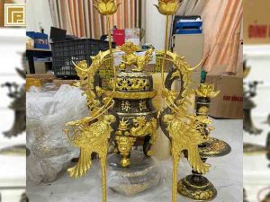 Bộ Đỉnh Đồng Song Long 70cm