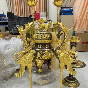 Bộ Đỉnh Đồng Song Long 70cm