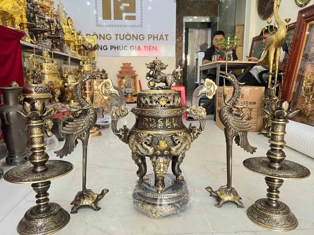 Trọn Đỉnh Đồng Màu Hun Dát Vàng 65cm