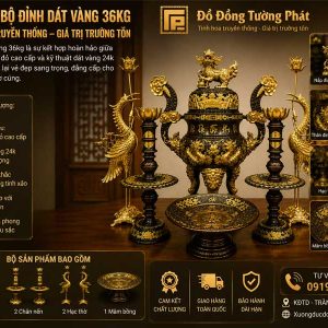 Chi Tiết Bộ Đỉnh Dát Vàng 36kg - Kiệt Tác Thờ Cúng Đẳng Cấp